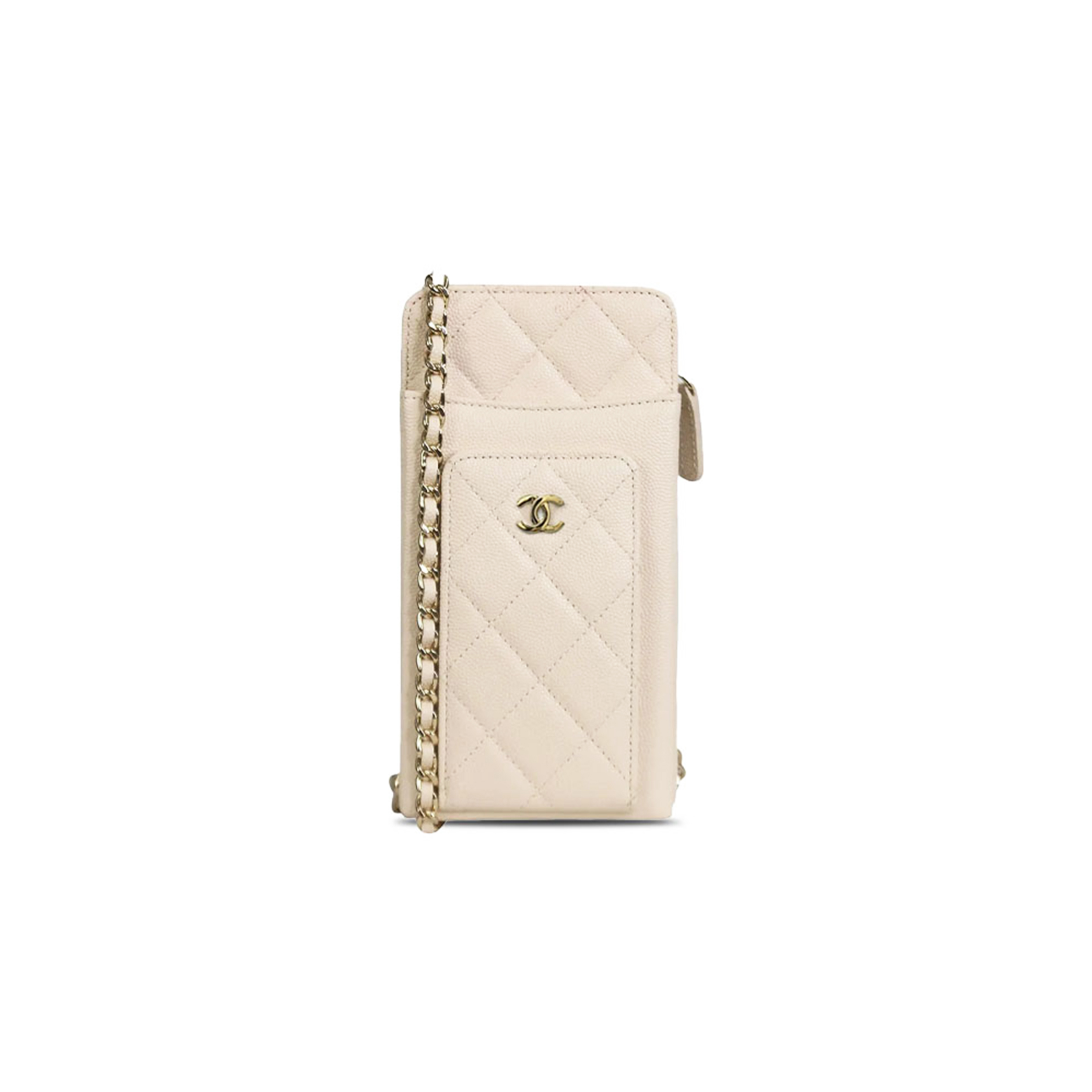 CHANEL CAVIAR QUILTED CC PHONE HOLDER OFF-WHITE (18*10*3cm) 
